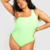 BOOHOO Plus Ruched Side Asymmetric Swimsuit