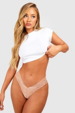 BOOHOO 3 Pack Lace Thong -Sea Vibe Together female multi 3 pack lace thong 2