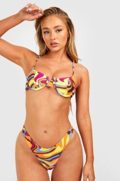 BOOHOO Marble Scooped Tanga Bikini Brief