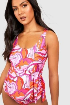 BOOHOO Maternity Abstract Print Tie Waist Swimsuit 7 BOOHOO Maternity Abstract Print Tie Waist Swimsuit -Sea Vibe Together female multi maternity abstract print tie waist swimsuit 3