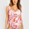 BOOHOO Maternity Abstract Tie Waist Swimsuit