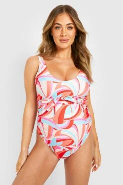 BOOHOO Maternity Abstract Tie Waist Swimsuit