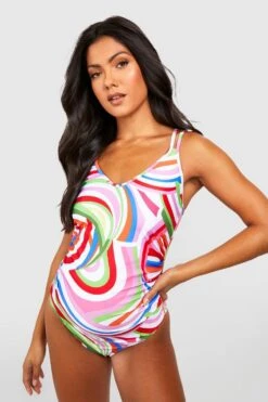 BOOHOO Maternity Multicolored Strappy Swimsuit