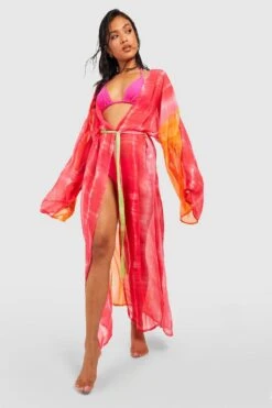 BOOHOO Petite Tie Dye Beach Kimono -Sea Vibe Together female multi petite tie dye beach kimono 2
