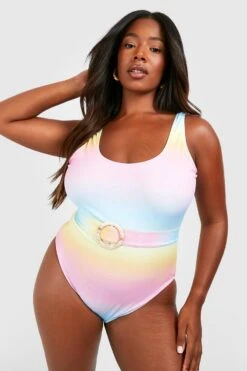 BOOHOO Plus Ombre Crinkle Swimsuit 6 BOOHOO Plus Ombre Crinkle Swimsuit -Sea Vibe Together female multi plus ombre crinkle swimsuit 2