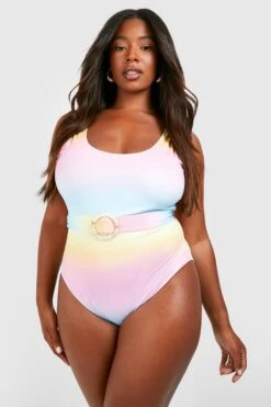 BOOHOO Plus Ombre Crinkle Swimsuit