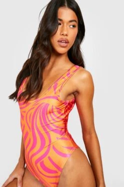 BOOHOO Tall Abstract Zebra Print Scoop Swimsuit -Sea Vibe Together female multi tall abstract zebra print scoop swimsuit 2