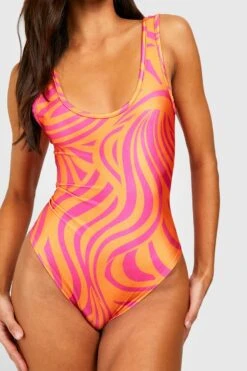 BOOHOO Tall Abstract Zebra Print Scoop Swimsuit -Sea Vibe Together female multi tall abstract zebra print scoop swimsuit 3