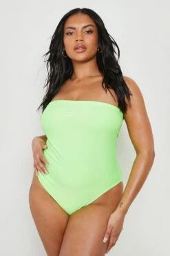 BOOHOO Plus Neon Essentials Bandeau Swimsuit