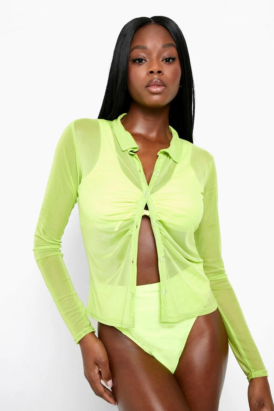 BOOHOO Neon Mesh Beach Shirt 3 BOOHOO Neon Mesh Beach Shirt - Image 3