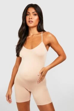 BOOHOO Maternity Bump Support Shapewear Unitard -Sea Vibe Together female nude maternity bump support shapewear unitard 2