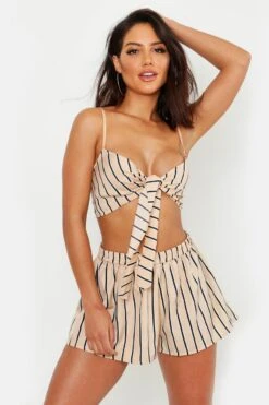 BOOHOO Pinstripe Beach Two-Piece