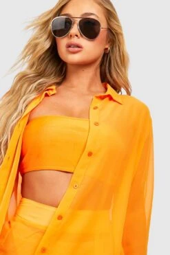 BOOHOO Essentials Chiffon Beach Shirt
