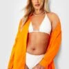 BOOHOO Plus Poplin Oversized Beach Shirt