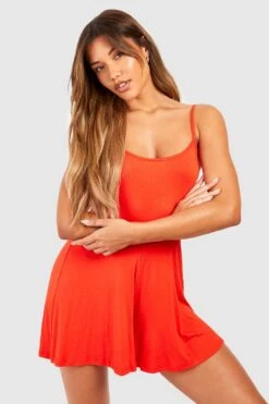 BOOHOO Strappy Swing Romper 7 BOOHOO Strappy Swing Romper -Sea Vibe Together female orange strappy swing romper 3