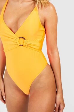 BOOHOO Tummy Control O-ring Wrap Swimsuit -Sea Vibe Together female orange tummy control o ring wrap swimsuit 3