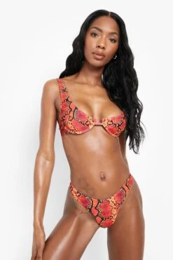 BOOHOO Neon Snake Underwire Bikini Top