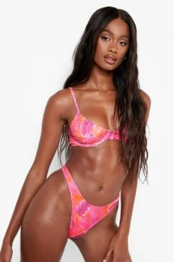 BOOHOO Tropicana Hipster Recycled Bikini Brief -Sea Vibe Together female pink tropicana hipster recycled bikini brief 2