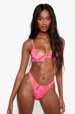 BOOHOO Tropicana Underwired Recycled Bikini Top -Sea Vibe Together female pink tropicana underwired recycled bikini top 3