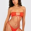 BOOHOO Crinkle Skinny Straps Tie Side Bikini Brief