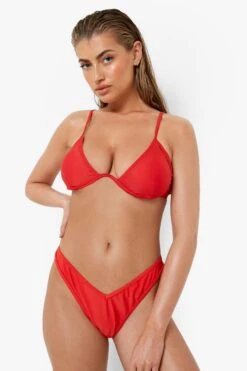 BOOHOO Essentials Fuller Bust Recycled Bikini Top 6 BOOHOO Essentials Fuller Bust Recycled Bikini Top -Sea Vibe Together female red essentials fuller bust recycled bikini top 2