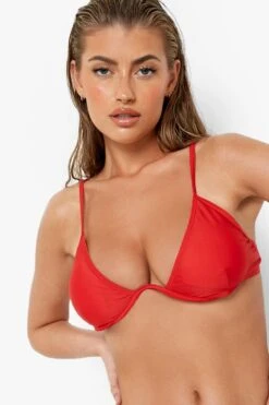 BOOHOO Essentials Fuller Bust Recycled Bikini Top 7 BOOHOO Essentials Fuller Bust Recycled Bikini Top -Sea Vibe Together female red essentials fuller bust recycled bikini top 3