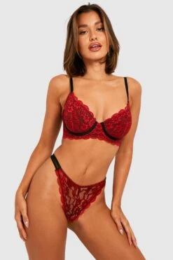 BOOHOO Fuller Bust Contrast Floral Lace Underwirebra 6 BOOHOO Fuller Bust Contrast Floral Lace Underwirebra -Sea Vibe Together female red fuller bust contrast floral lace underwirebra 2