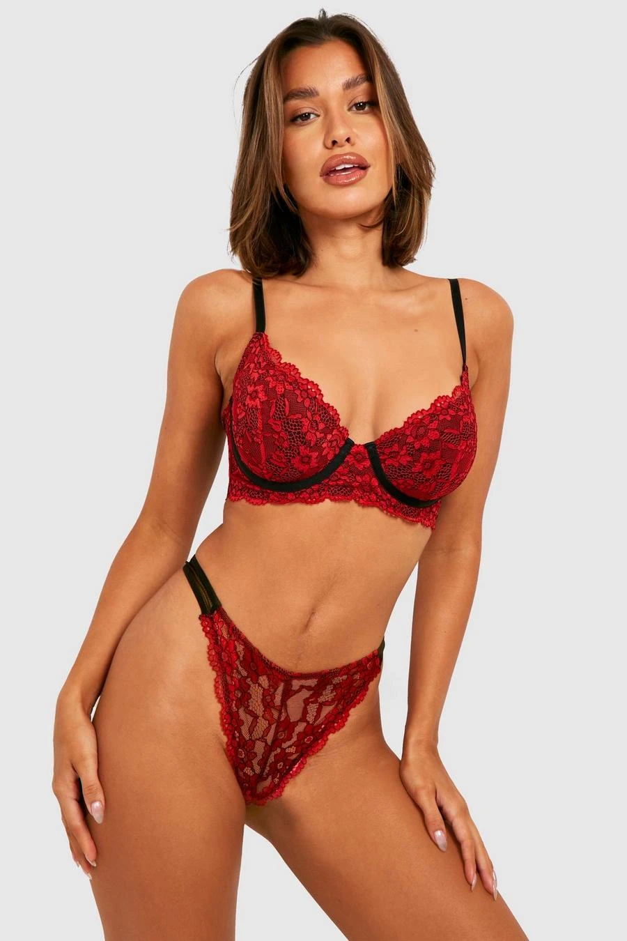 BOOHOO Fuller Bust Contrast Floral Lace Underwirebra 3 BOOHOO Fuller Bust Contrast Floral Lace Underwirebra - Image 3