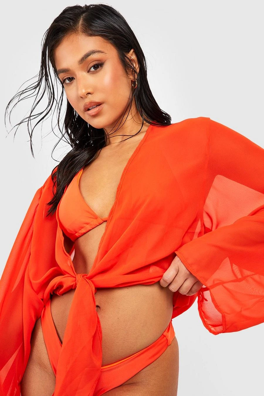 BOOHOO Petite Triangle Bikini And Beach Top Set 4 BOOHOO Petite Triangle Bikini And Beach Top Set - Image 4