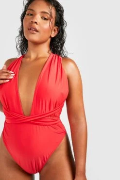 BOOHOO Plus Essentials Multiway Swimsuit 6 BOOHOO Plus Essentials Multiway Swimsuit -Sea Vibe Together female red plus essentials multiway swimsuit 2