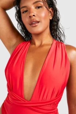 BOOHOO Plus Essentials Multiway Swimsuit 7 BOOHOO Plus Essentials Multiway Swimsuit -Sea Vibe Together female red plus essentials multiway swimsuit 3