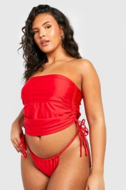 BOOHOO Plus Essentials Tankini Top -Sea Vibe Together female red plus essentials tankini top 2