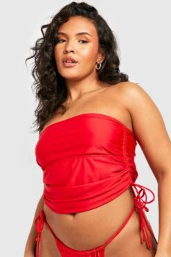 BOOHOO Plus Essentials Tankini Top -Sea Vibe Together female red plus essentials tankini top 3