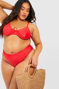 BOOHOO Plus Essentials Underwired Bikini Top -Sea Vibe Together female red plus essentials underwired bikini top 2