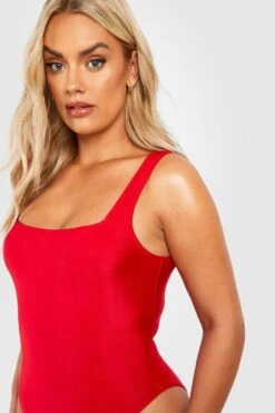 BOOHOO Plus Square Neck Swimsuit 7 BOOHOO Plus Square Neck Swimsuit -Sea Vibe Together female red plus square neck swimsuit 3