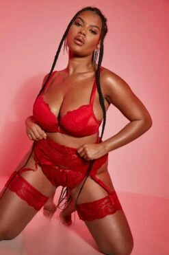 BOOHOO Plus Suspender Thong & Stocking Set 6 BOOHOO Plus Suspender Thong & Stocking Set -Sea Vibe Together female red plus suspender thong stocking set 2