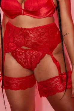 BOOHOO Plus Suspender Thong & Stocking Set 7 BOOHOO Plus Suspender Thong & Stocking Set -Sea Vibe Together female red plus suspender thong stocking set 3