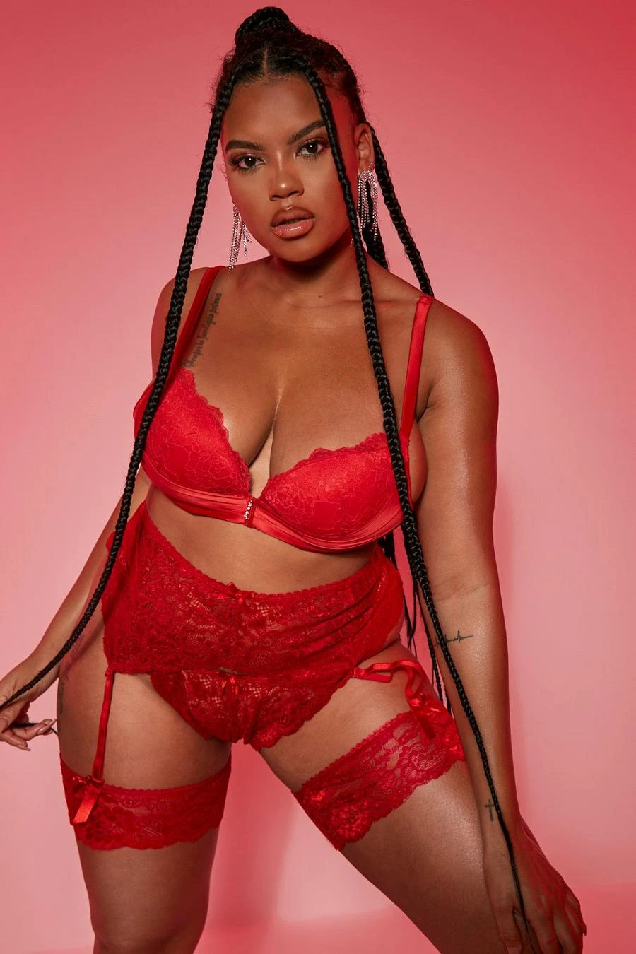 BOOHOO Plus Suspender Thong & Stocking Set 1 BOOHOO Plus Suspender Thong & Stocking Set