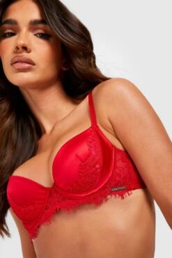 BOOHOO Satin & Lace Underwire Non Padded Bra 7 BOOHOO Satin & Lace Underwire Non Padded Bra -Sea Vibe Together female red satin lace underwire non padded bra 3