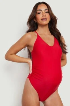BOOHOO Maternity Strappy Basic 2 Pack Swimsuit -Sea Vibe Together female redblk maternity strappy basic 2 pack swimsuit 2