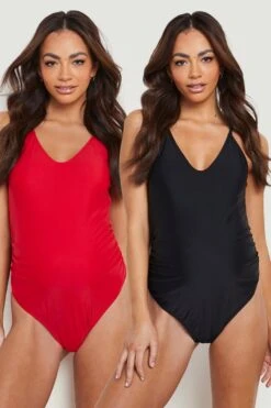 BOOHOO Maternity Strappy Basic 2 Pack Swimsuit
