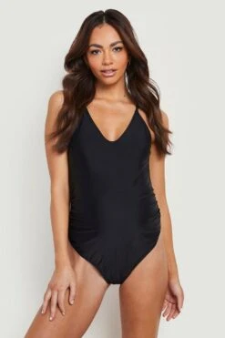 BOOHOO Maternity Strappy Basic 2 Pack Swimsuit -Sea Vibe Together female redblk maternity strappy basic 2 pack swimsuit 3
