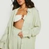BOOHOO Crinkle Collared Beach Shirt