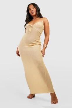 BOOHOO Plus Textured Knit Maxi Beach Dress -Sea Vibe Together female stone plus textured knit maxi beach dress 2