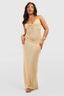 BOOHOO Plus Textured Knit Maxi Beach Dress