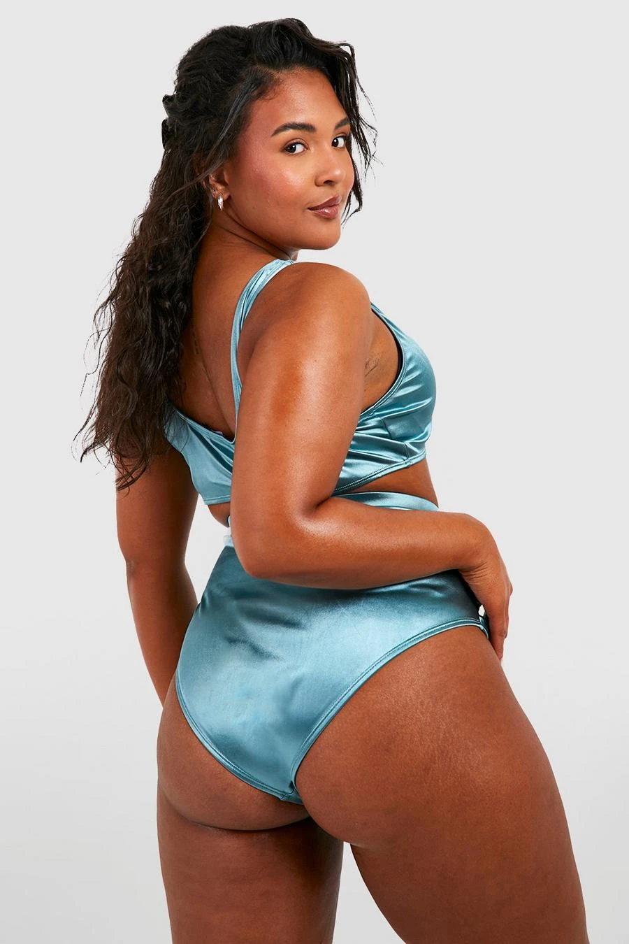 BOOHOO Plus Satin Ruched High Waisted Bikini Brief 2 BOOHOO Plus Satin Ruched High Waisted Bikini Brief - Image 2