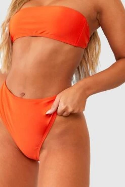 BOOHOO Bandeau High Waisted Bikini Set -Sea Vibe Together female tropical20orange bandeau high waisted bikini set 3
