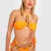 BOOHOO Crinkle O-Ring Detail Tie Bikini Brief