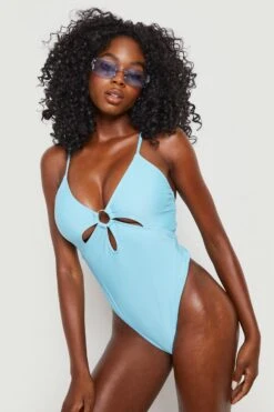 BOOHOO Strap Detail Cut Out Placement Swimsuit