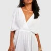 BOOHOO Petite Cheesecloth Beach Romper
